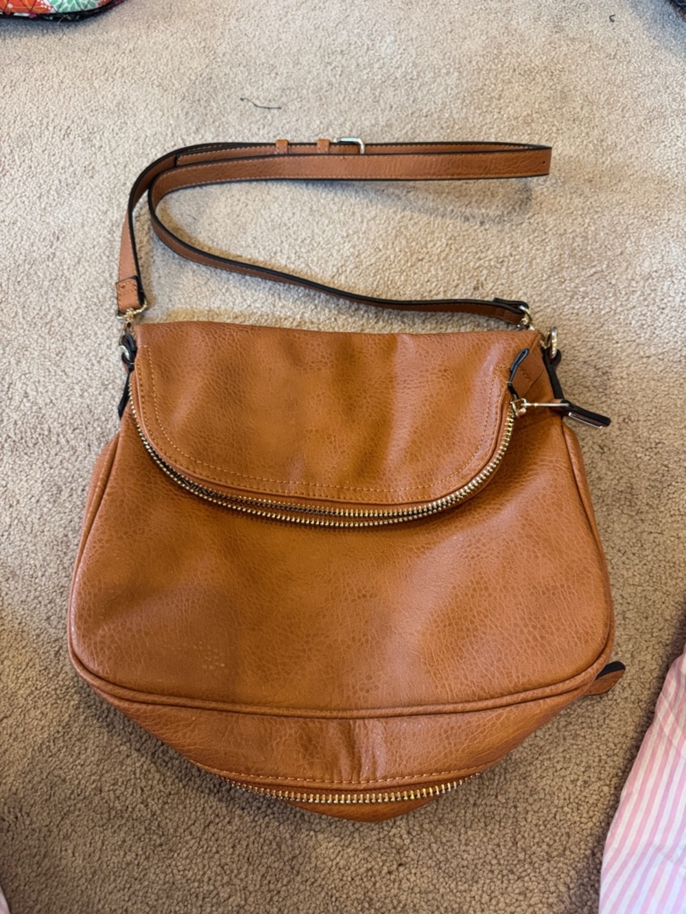Moda Luxe Brown Leather-Look Crossbody Bag